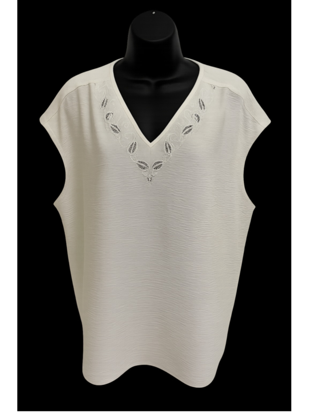 Adrianna Papell White Embroidered Sheer Blouse XL
